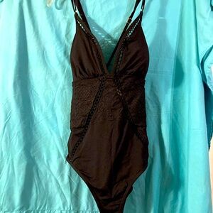 Time and Tru Black Bodysuit One Piece